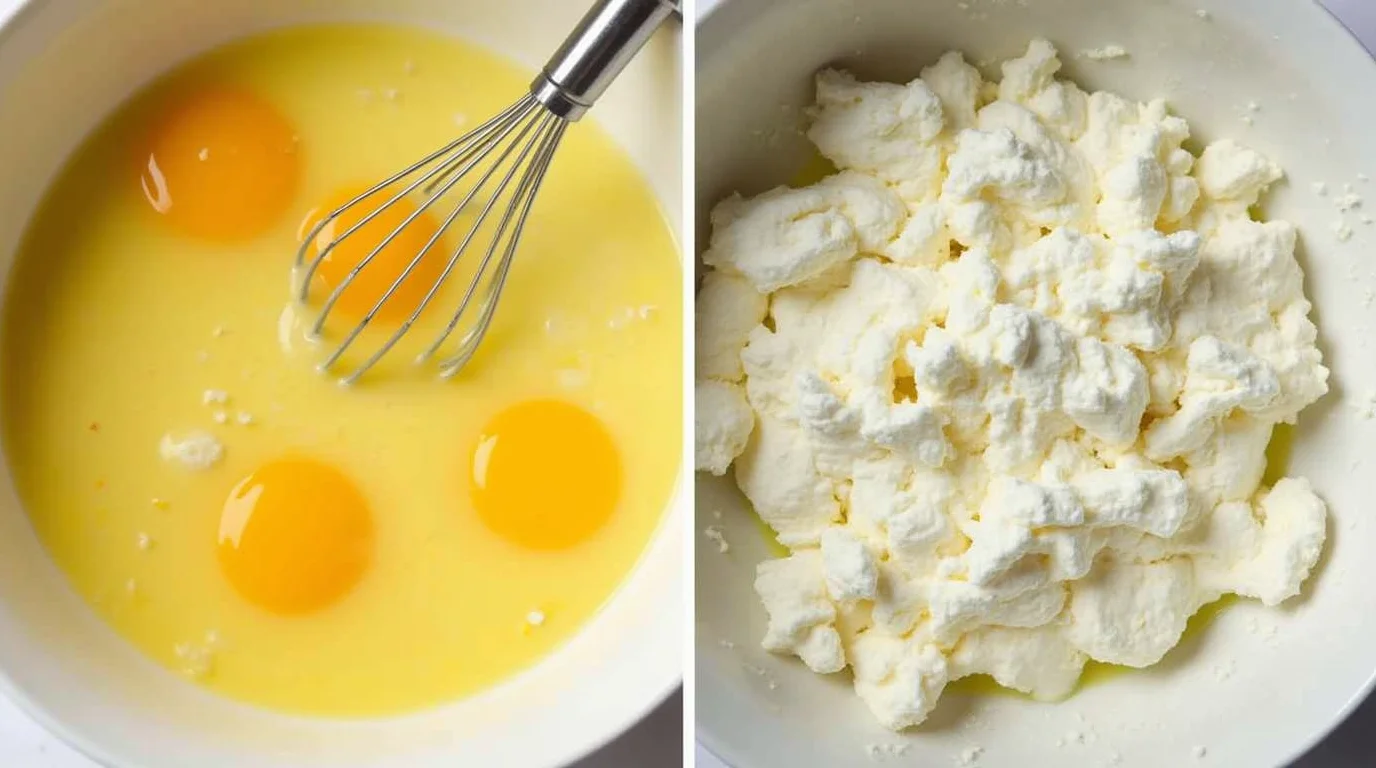 Mixing Eggs and Cottage Cheese