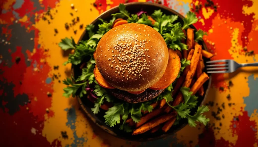 Burger and Sweet Potato