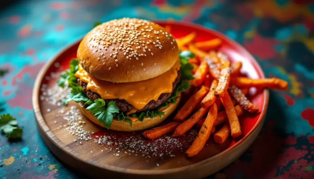 Burger and Sweet Potato