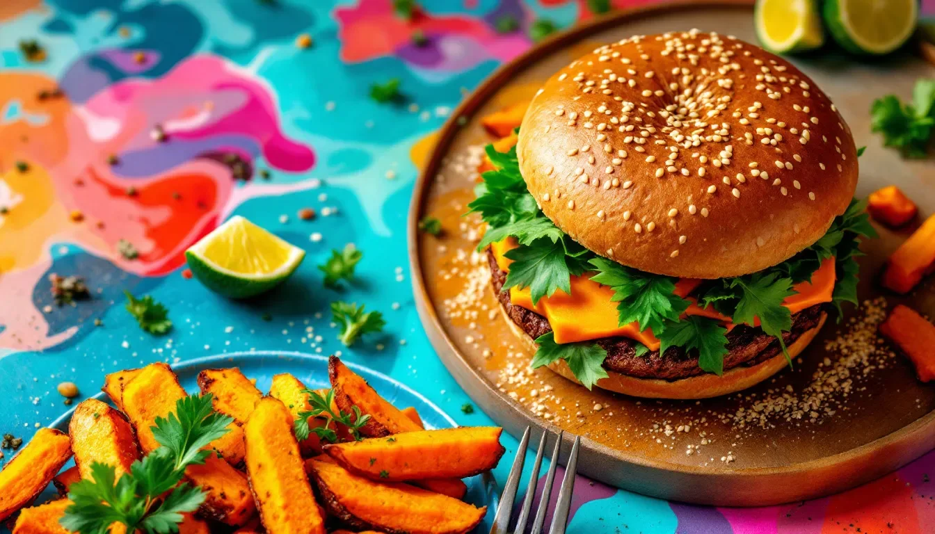 Burger and Sweet Potato