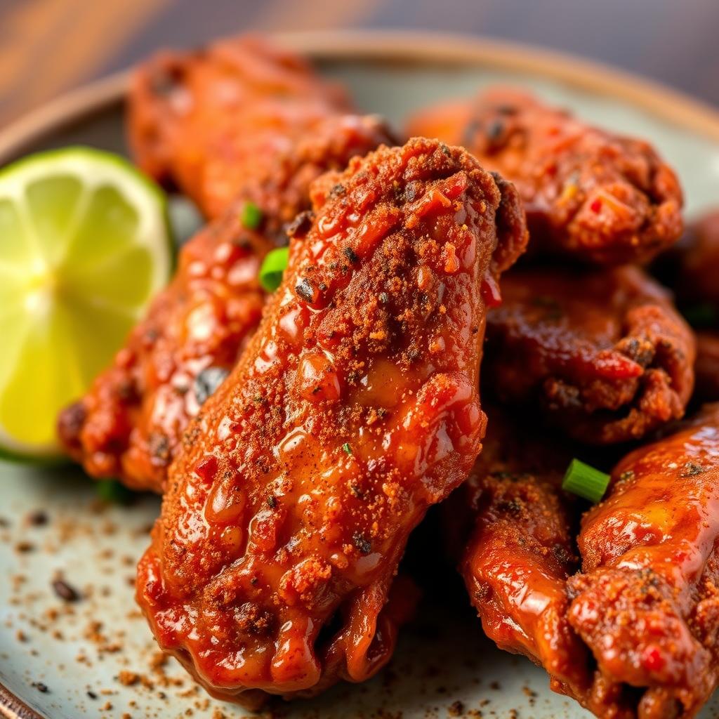 Air fryer cajun chicken wings with visible spice coating Air fryer cajun chicken wings with visible spice coating