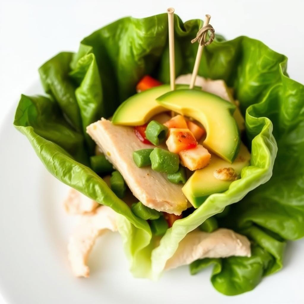 Gluten-free sandwich using lettuce wraps instead of bread Gluten-free sandwich using lettuce wraps instead of bread