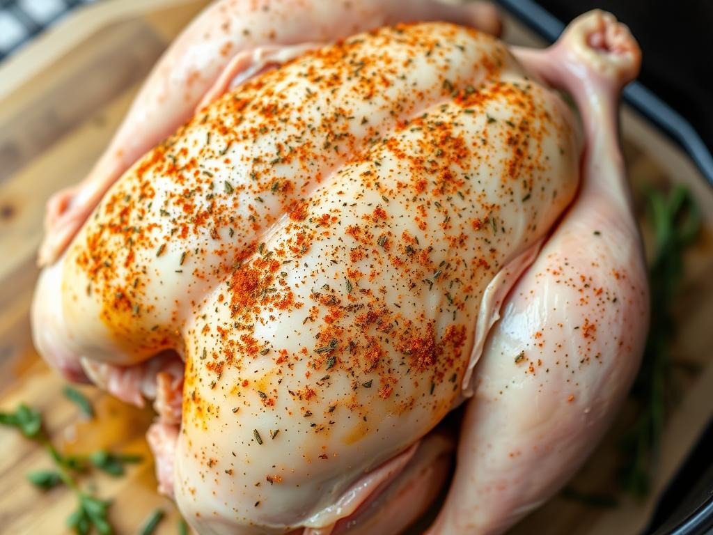 Raw seasoned chicken ready for the air fryer Raw seasoned chicken ready for the air fryer