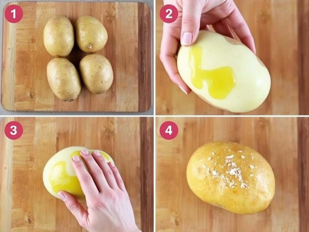 Seasoning potatoes with olive oil and salt for air fryer baking Seasoning potatoes with olive oil and salt for air fryer baking