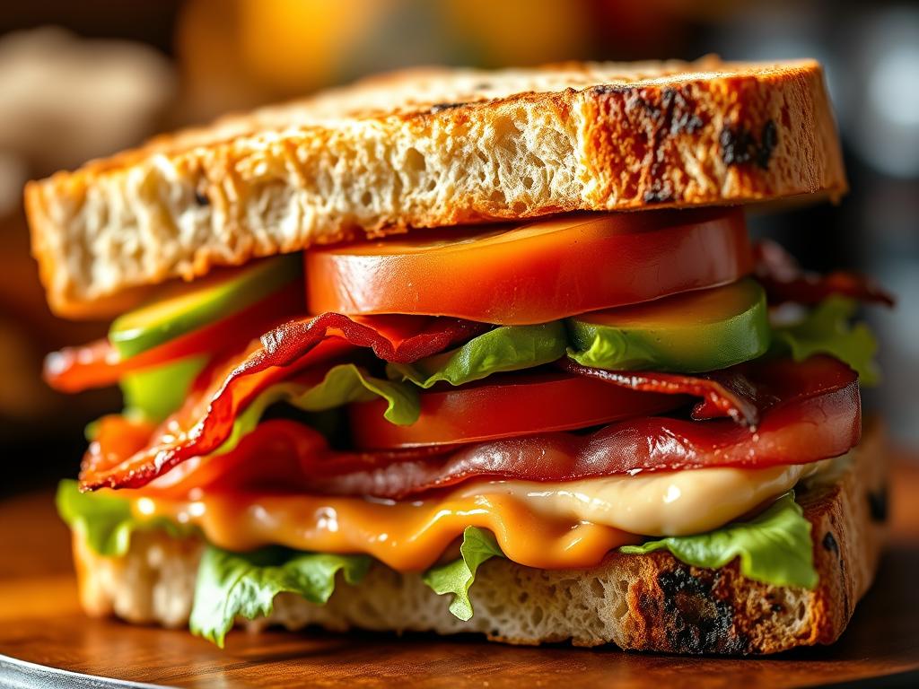 Upgraded BLT sandwich with avocado and special sauce Upgraded BLT sandwich with avocado and special sauce