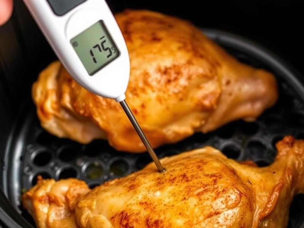 Using a meat thermometer to check chicken doneness Using a meat thermometer to check chicken doneness